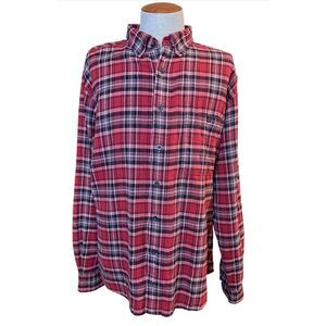 Woolrich Flannel Mens 2XL Ruby Red Plaid Long Sleeve Button Down Shirt